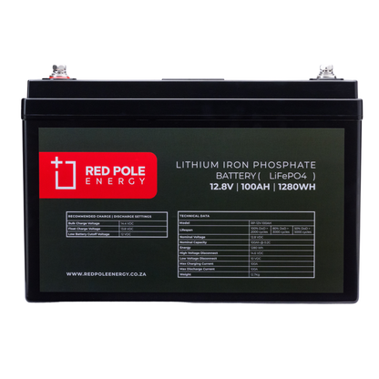 12V 100Ah 1280Wh Lithium Battery - LCD Display (100A BMS)